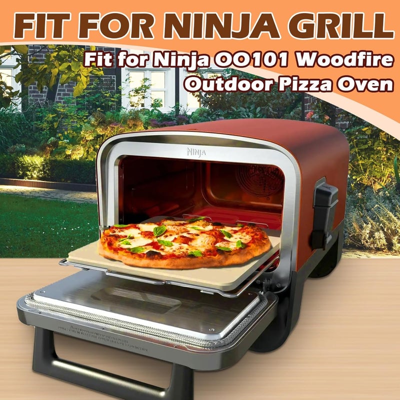 MOASKER Pizza Stone with Rack for Ninja Woodfire OO101 8 in 1 Outdoor Smoker Pizza Oven, Pizza Stone Set for Ninja Woodfire OO100 Series Outdoor Oven, Baking Stone for Ninja Oven Accessories, 12" - Image 2